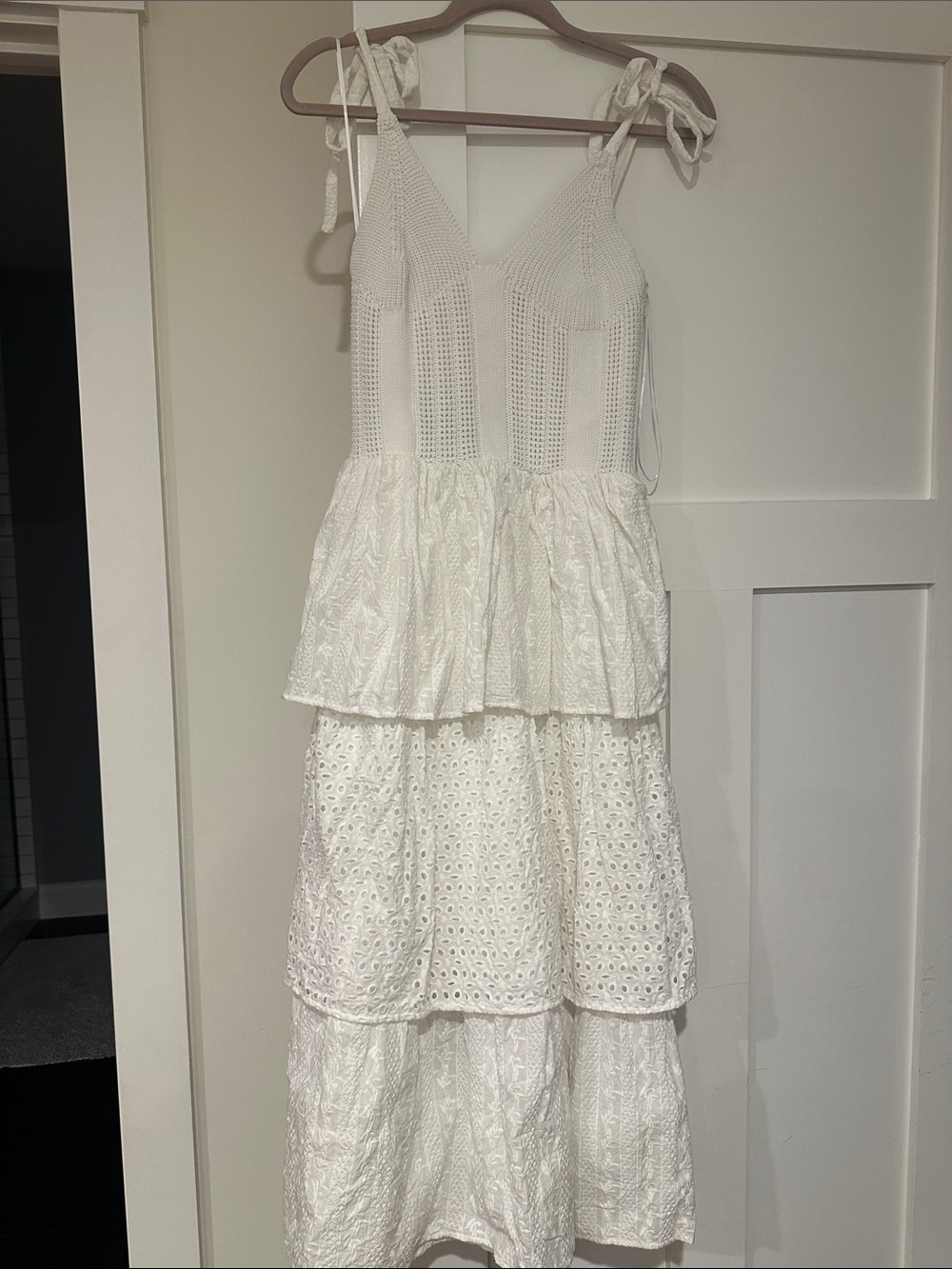 En Saison White Tiered Eyelet Maxi Dress - Picture 1 of 5
